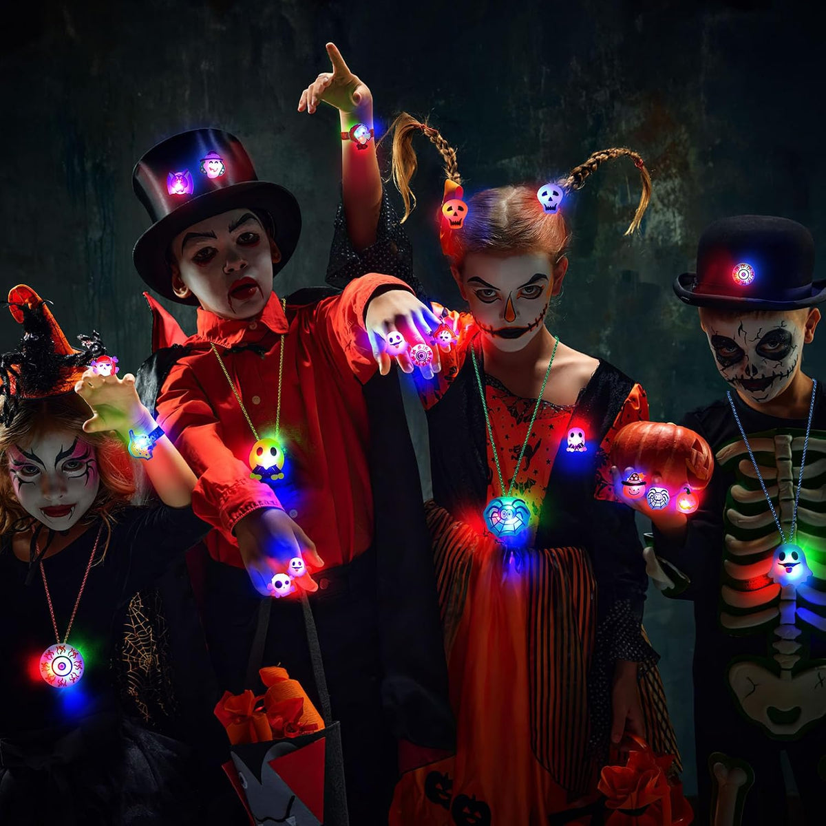 halloween-themed designs: pumpkins, ghosts, skeletons, spiders, and bats