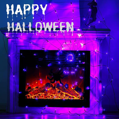 Halloween Web Lights with Spider – 4FT Cozy Living Room Centerpiece, 8 Mode Remote Decor