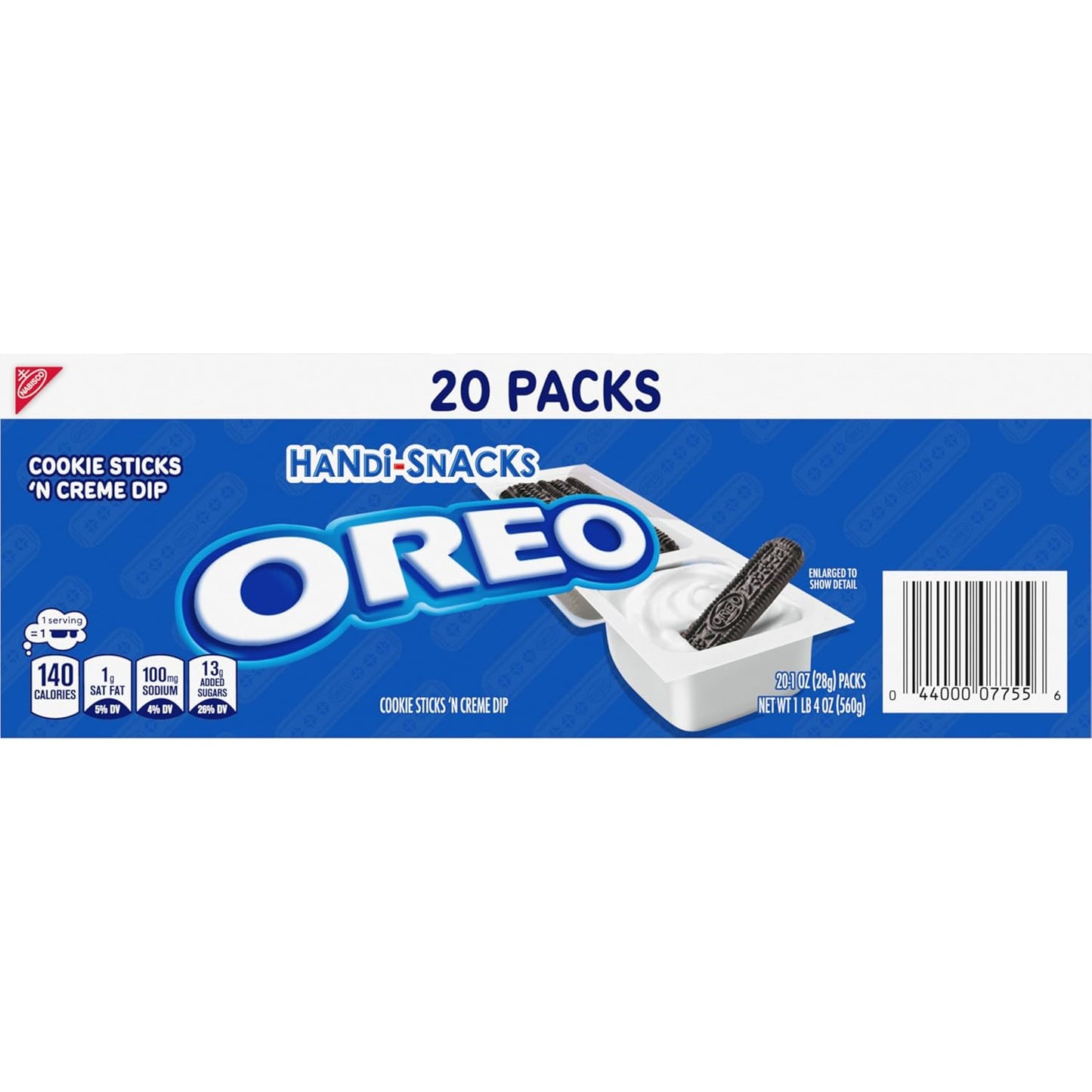 Handi-Snacks OREO Cookie Sticks with Creme Dip for Beach Days, Car Rides, and Tailgating, 20 Single-Serve Packs