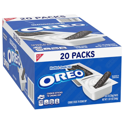 Handi-Snacks OREO Cookie Sticks with Creme Dip for Beach Days, Car Rides, and Tailgating, 20 Single-Serve Packs