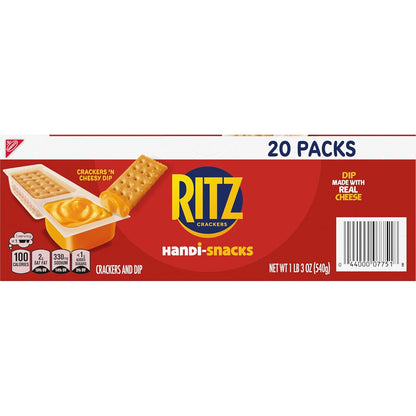Handi-Snacks RITZ Crackers and Real Cheese Dip Snack Packs – No-Refrigeration Lunchbox Snack for Kids, 20 ct