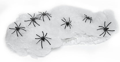 Happy Hippo Spider Web Decor – Grandparent-Friendly Front Porch Display, Non-Gory Webbing with 8 Fake Spiders for Visiting Kids