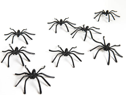 Happy Hippo Spider Web Decor – Grandparent-Friendly Front Porch Display, Non-Gory Webbing with 8 Fake Spiders for Visiting Kids