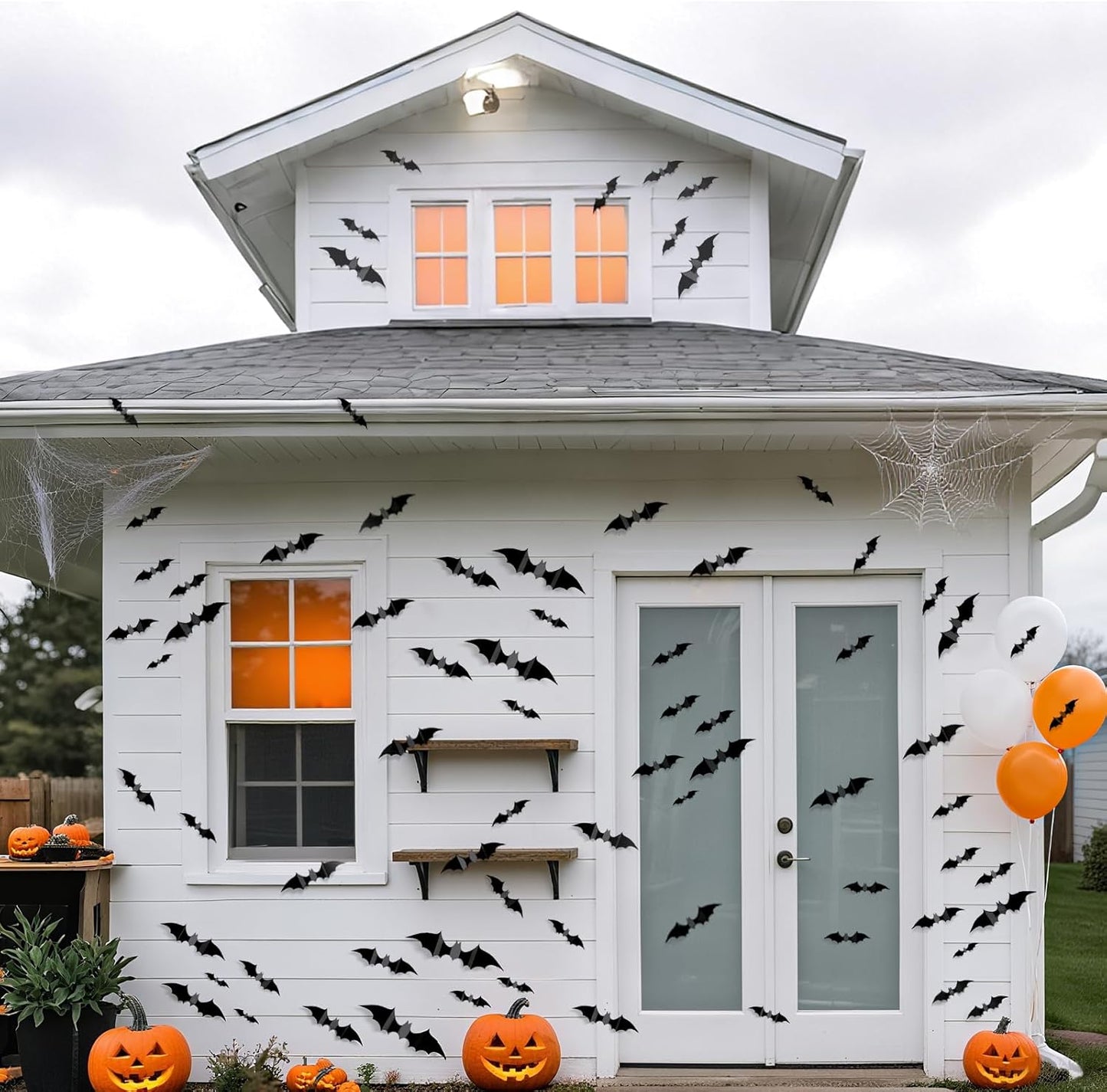 HauntNest Flying Bat Wall Art – Moody Halloween Aesthetic for Apartment and Loft Spaces, Reusable 3D PVC Decals