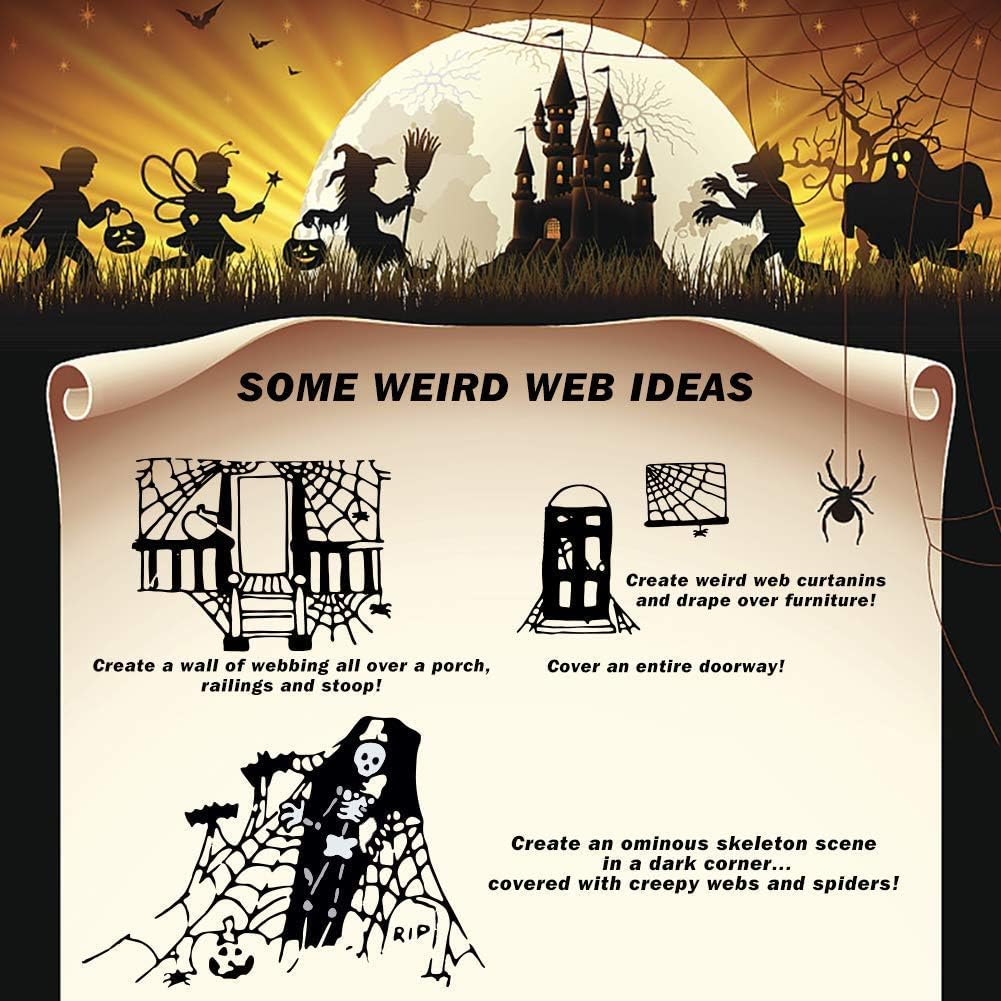Heavy-Duty Spider Web Halloween Decorations for Front Porch, Yard, and Patio