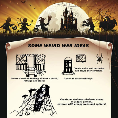 Heavy-Duty Spider Web Halloween Decorations for Front Porch, Yard, and Patio