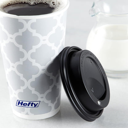 Hefty Disposable Hot Cups with Lids – Morning Coffee Ritual Cups for Mindful Home Brewing, 16 oz, 20 Count