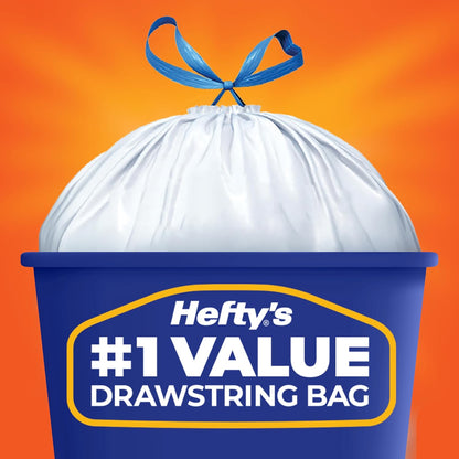 Hefty Strong 13 Gallon Drawstring Bags – Tear Resistant Waste Bags for Worry-Free Cleanup, Heavy Duty 120 Ct
