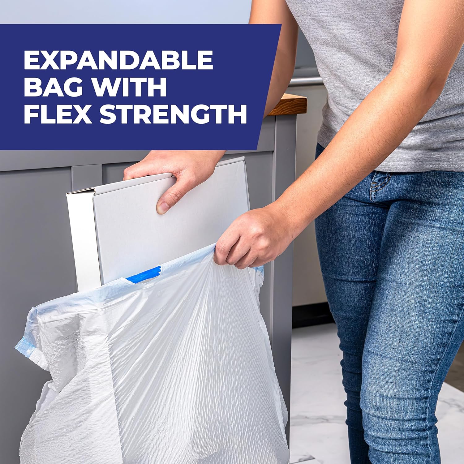Hefty Ultra Strong 20 Gallon XL Tall Trash Bags with Break-Resistant Drawstring for Faster Meal Prep Cleanup in Open-Concept Studios