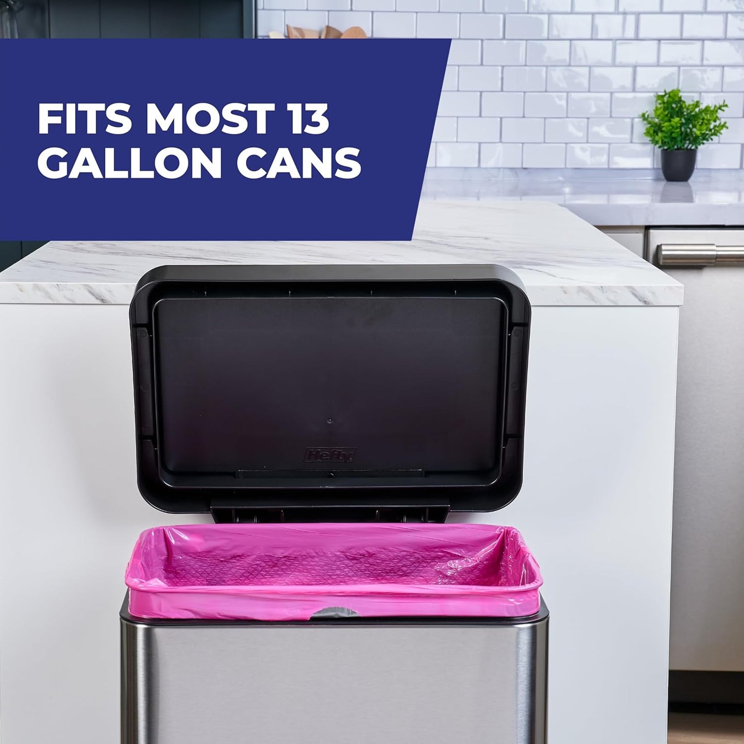 Hefty Ultra Strong Tall Kitchen Trash Bags – Mindful Home Care for Wellness-Minded Families, Pink Fabuloso Watermelon Scented 110 Count