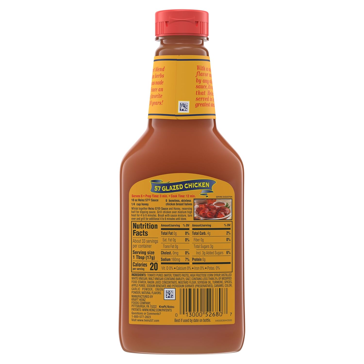 Heinz 57 Original Sauce for Streamlined Kitchen Routines, 20 oz Bottle as an All-in-One Grilling and Dipping Sauce
