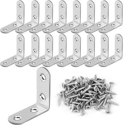 HENSUN 90 Degree L Brackets – Cozy Home Furniture Fix, Decorative Silver Corner Braces for Wooden Tables and Chairs