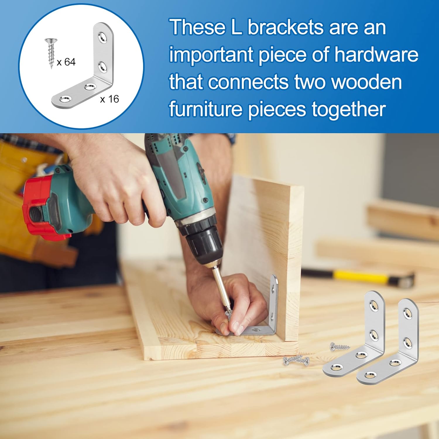 HENSUN 90 Degree L Brackets – Cozy Home Furniture Fix, Decorative Silver Corner Braces for Wooden Tables and Chairs