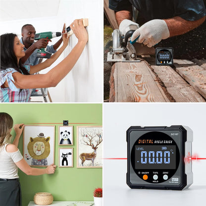 HERRMILL Digital Angle Finder with Dual Laser - Safer Alternative to Bubble Levels for Precision Cuts, Stable Magnetic Mount