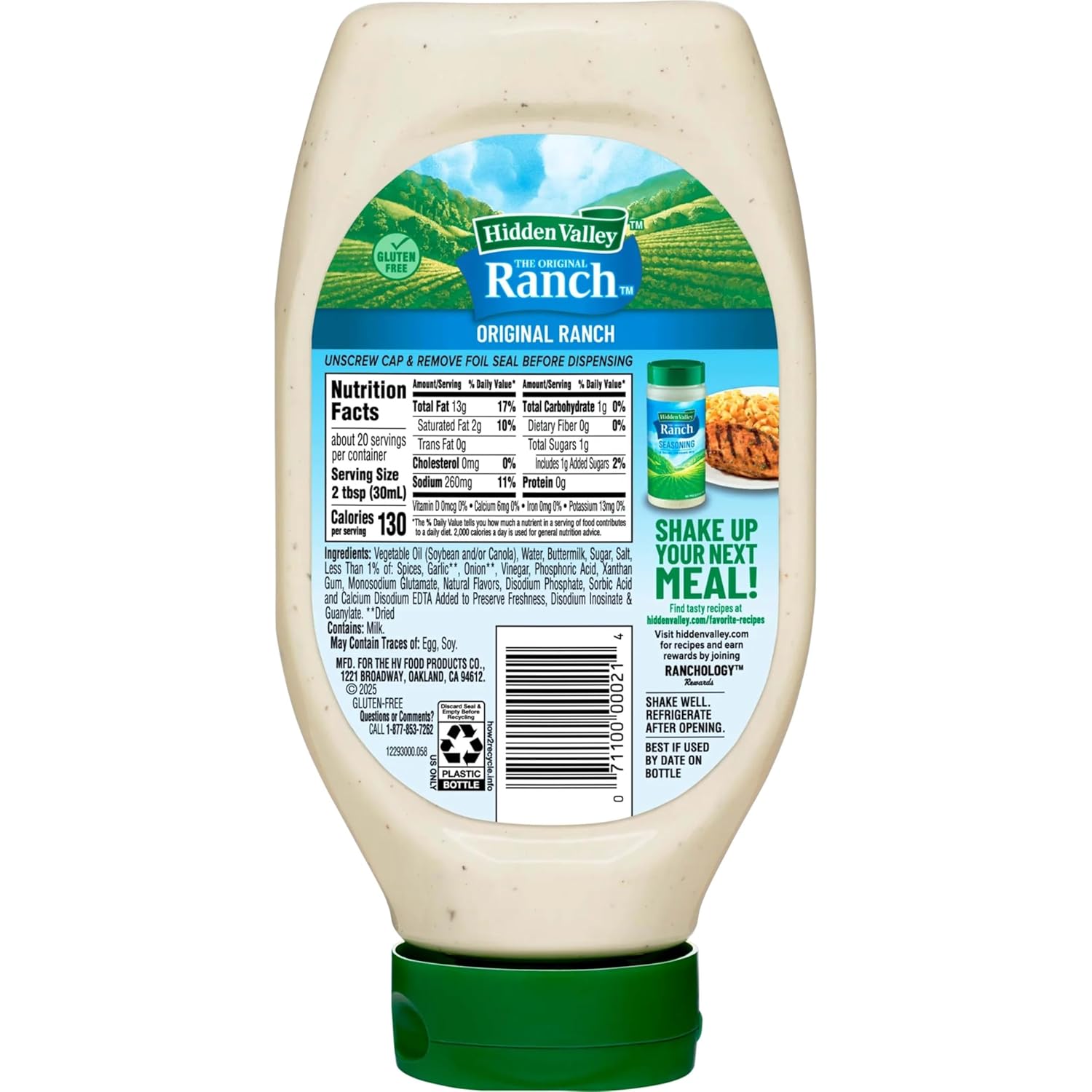 Hidden Valley Easy Squeeze Ranch – Portable Dip for Picnics and Backyard Cookouts, 20 Ounce