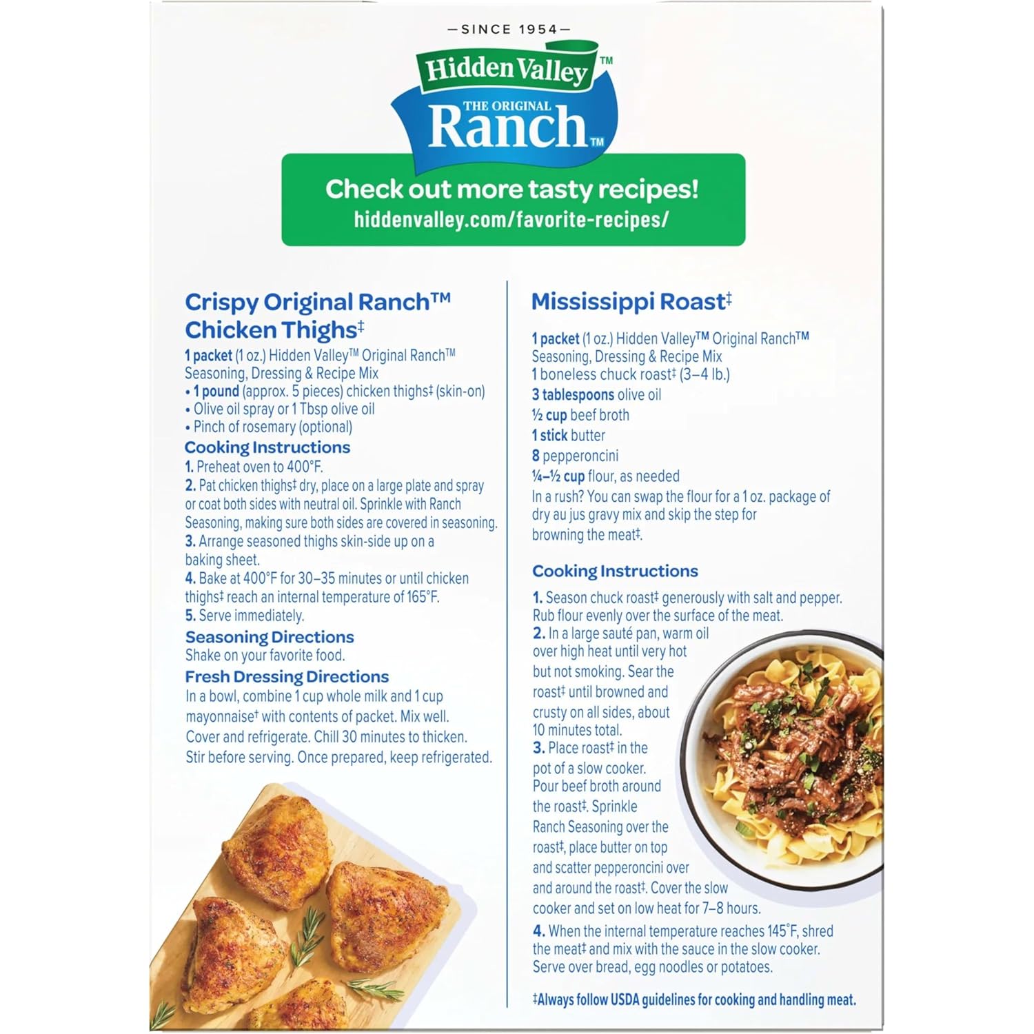 Hidden Valley Original Ranch Seasoning Mix Packets – Kid-Friendly Family Dinner Seasoning for Picky Eaters at the Table