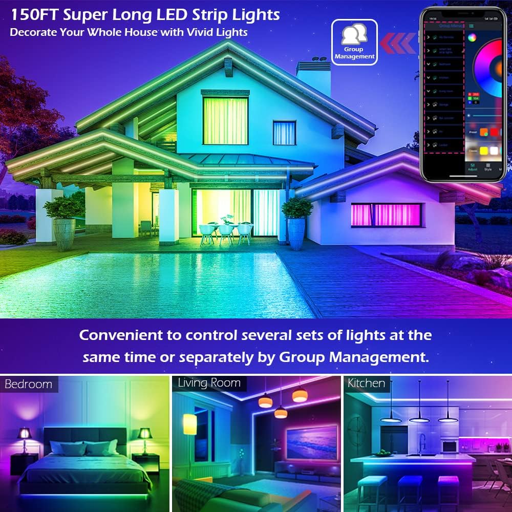 HiLighting 200FT Smart LED Light Strips with Wake Up Timer – Sunrise Simulation and Bedtime Routine Ambient Light for Better Sleep