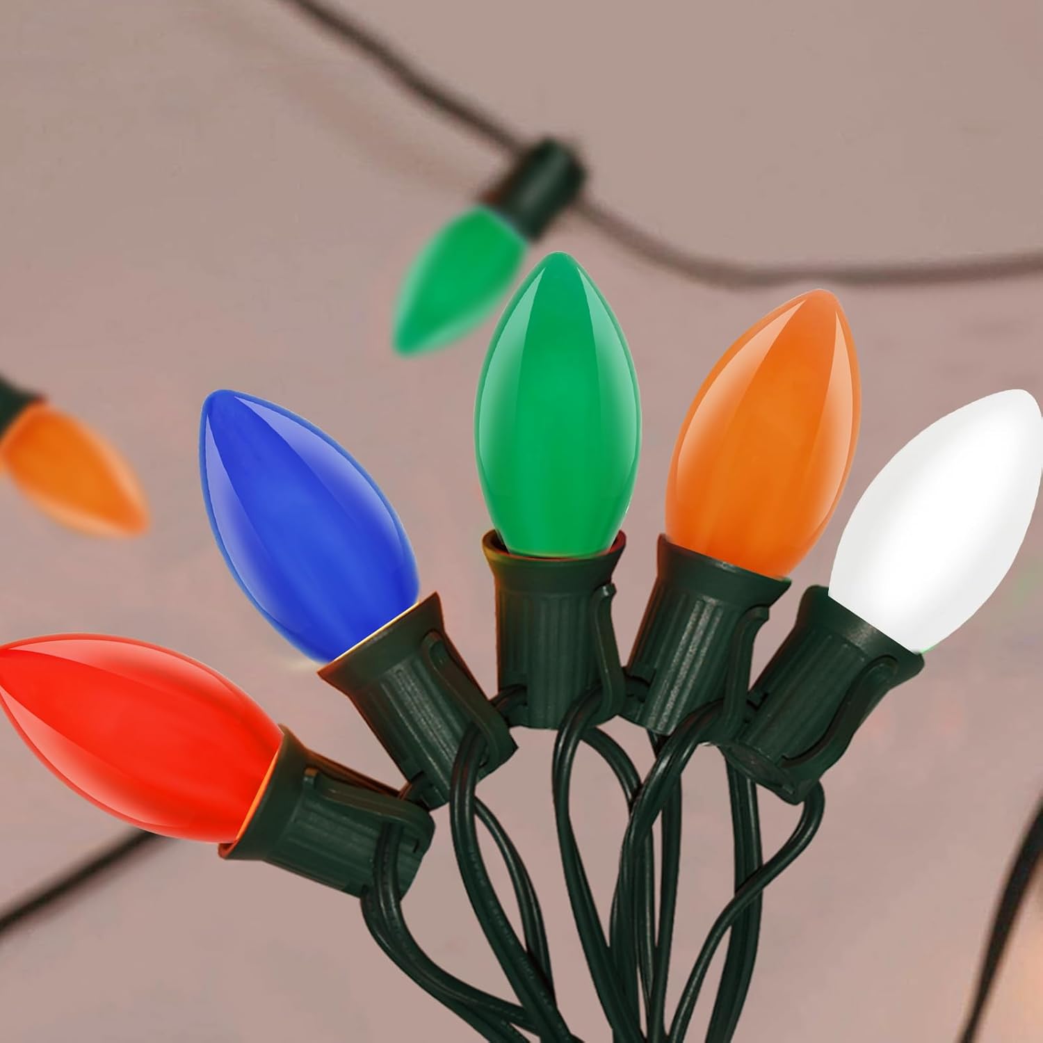 Holiday Brilliance Shatterproof C9 Bulb Lights – Dimmable Hanging Strand for Interior Holiday Ambiance and Perimeter Fencing