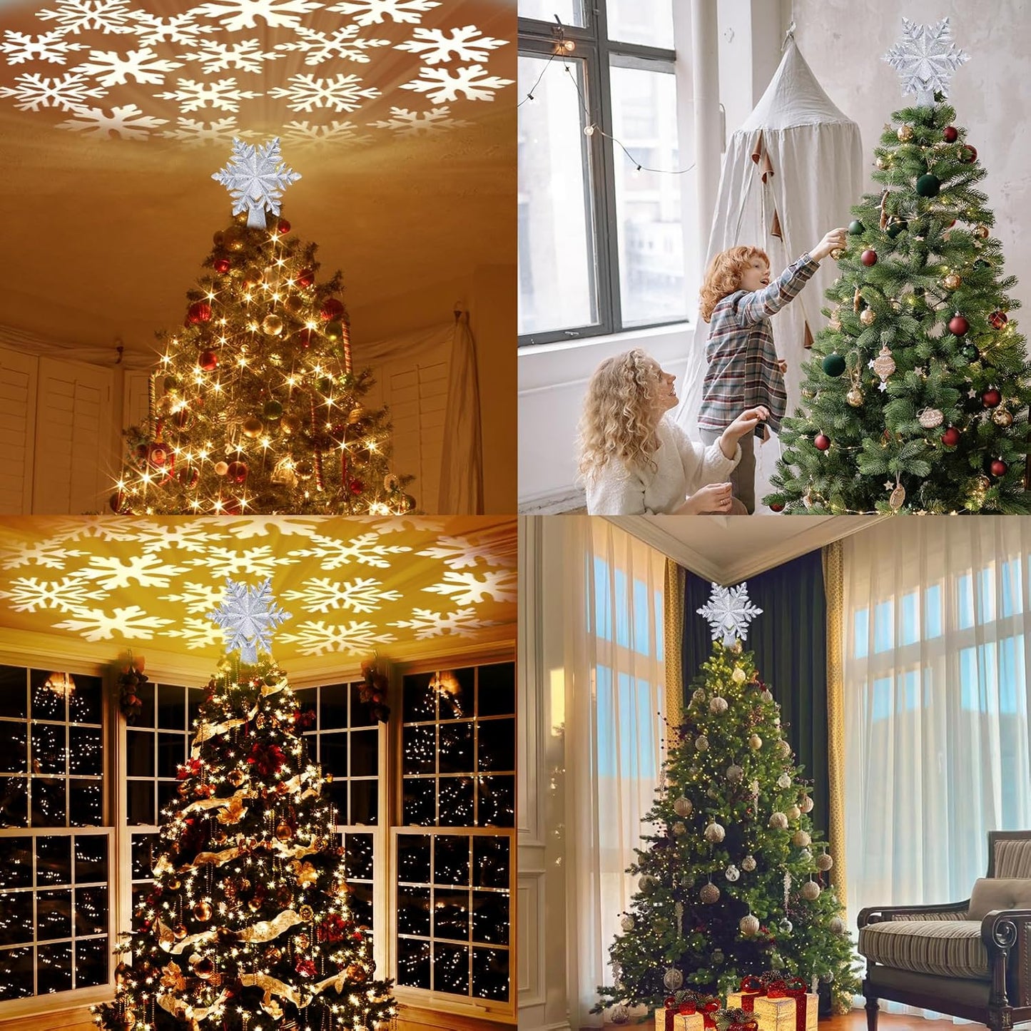 HOLIDAY MAGIC Star Tree Topper with LED Ceiling Projection – Lightweight Holiday Accent for Camping and Travel