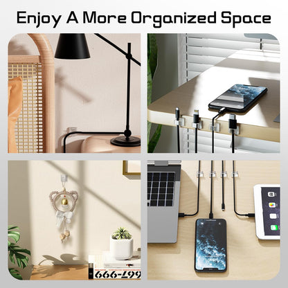 HOLIDAYOWL Practical Housewarming Gift for Renters, Clear Adhesive Cable Clips for Damage-Free Light and Cord Hanging