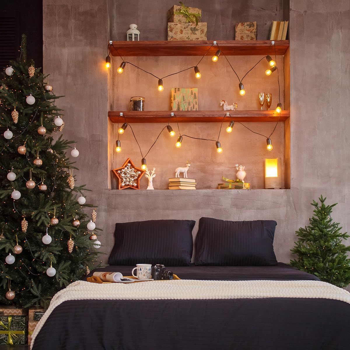 HOLIDAYOWL Practical Housewarming Gift for Renters, Clear Adhesive Cable Clips for Damage-Free Light and Cord Hanging