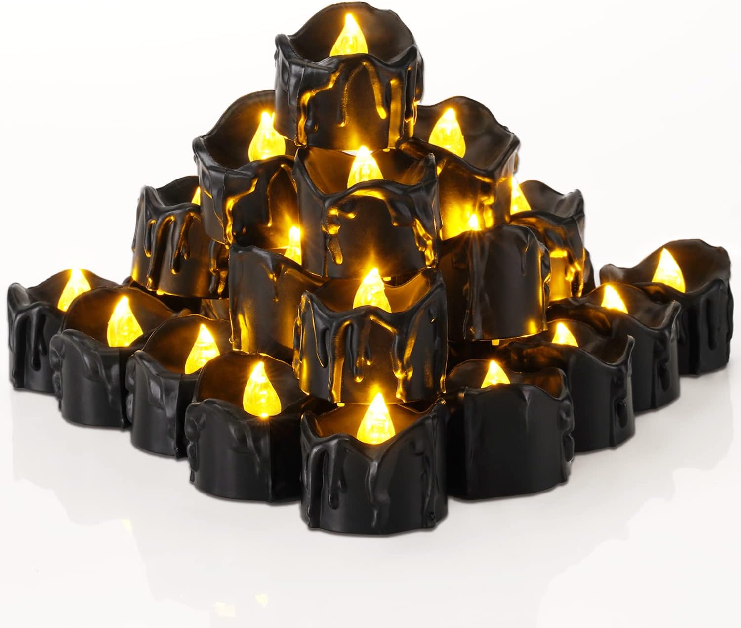 Homemory Black Drip LED Tea Light Set – Unique Halloween Gift for Haunted House Hosts, Party Planners & Moody Aesthetic Fans