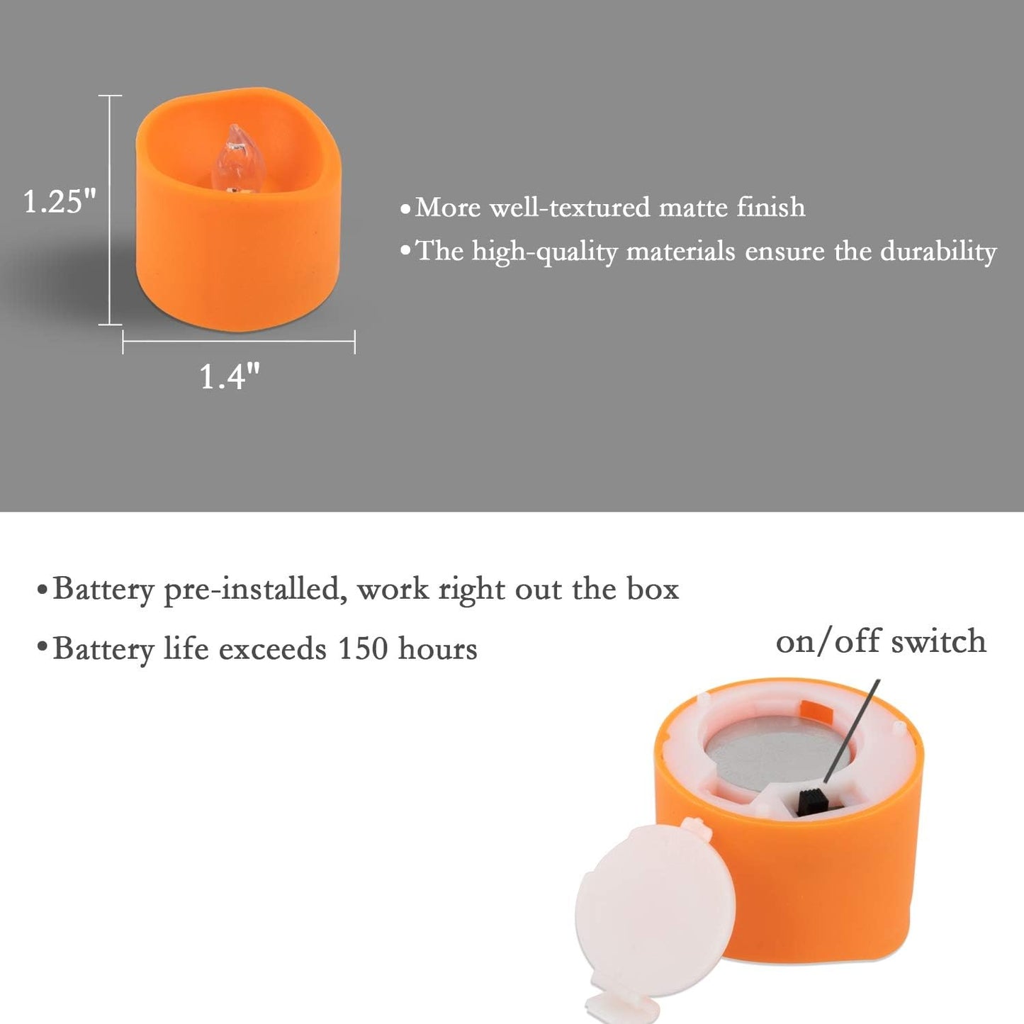 Homemory Flameless Candle Gift Bundle Orange 12 Pack Battery — Cozy Present for Mom Grandma and Seniors Who Enjoy Warm Ambient Lighting
