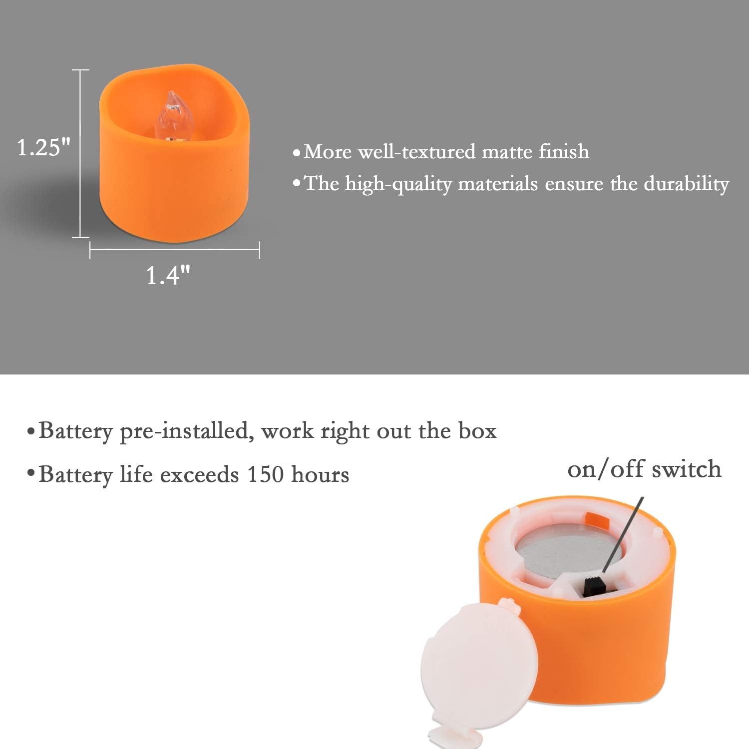Homemory Flameless Candle Gift Bundle Orange 12 Pack Battery — Cozy Present for Mom Grandma and Seniors Who Enjoy Warm Ambient Lighting