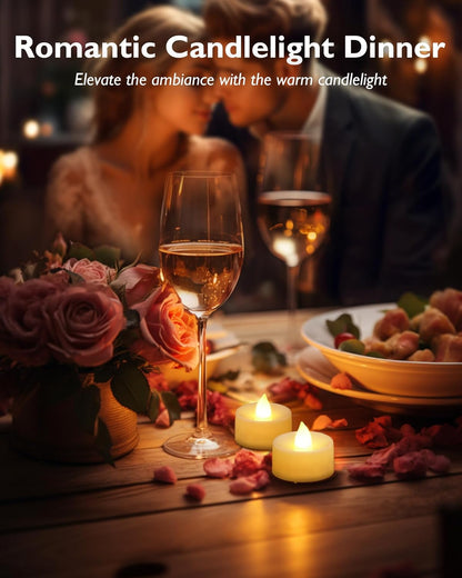 Homemory Realistic Melted-Wax LED Tea Lights – Warm and Cool White Ambience for Dining Tables and Porch Centerpieces