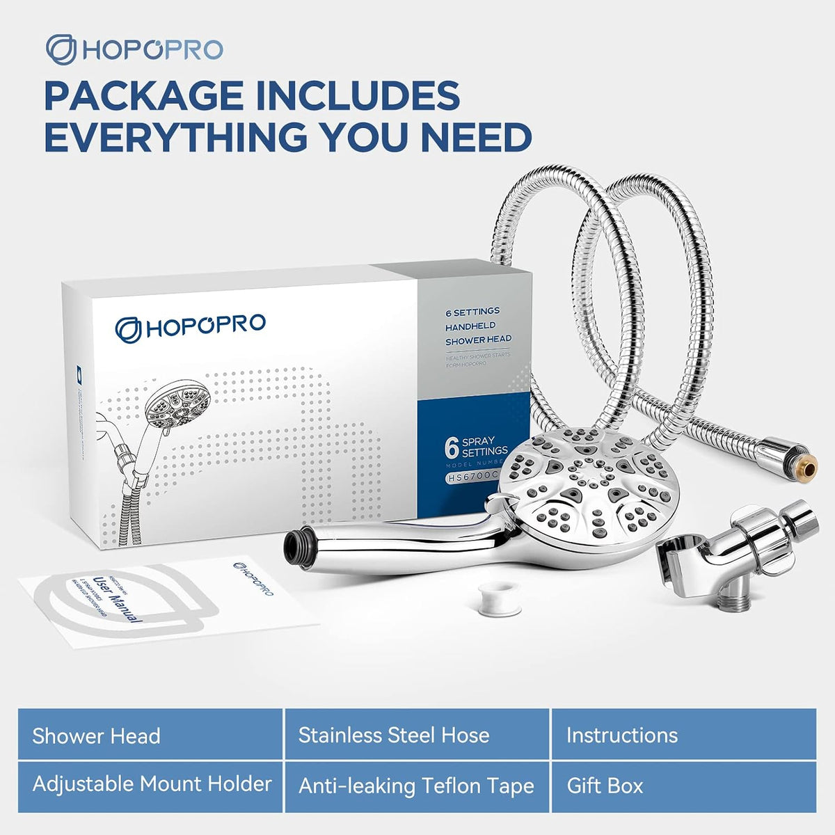 HOPOPRO High Flow Shower Head with Filter – Streamlined Single-Fixture Solution for Intentional Apartment Bath