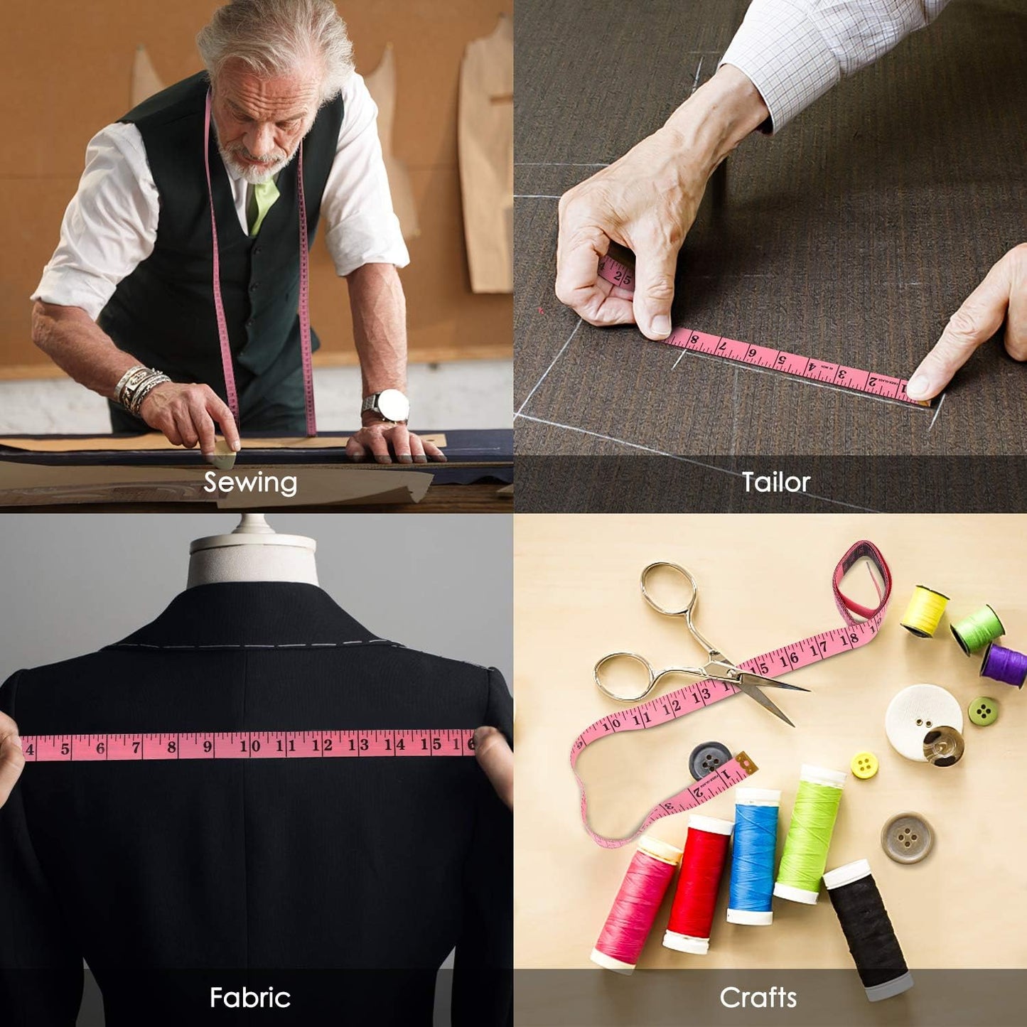 iBayam Pink and Black Tape Measure Bundle – Workspace Essential for Quick Package and Product Measurements