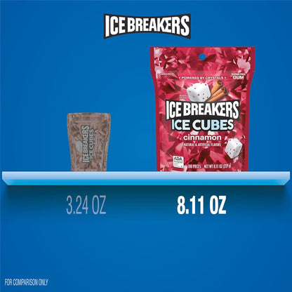 ICE BREAKERS Ice Cubes Cinnamon Sugar Free Chewing Gum Pouch – Hiking and Picnic Bag Addition for Active Lifestyles on the Go