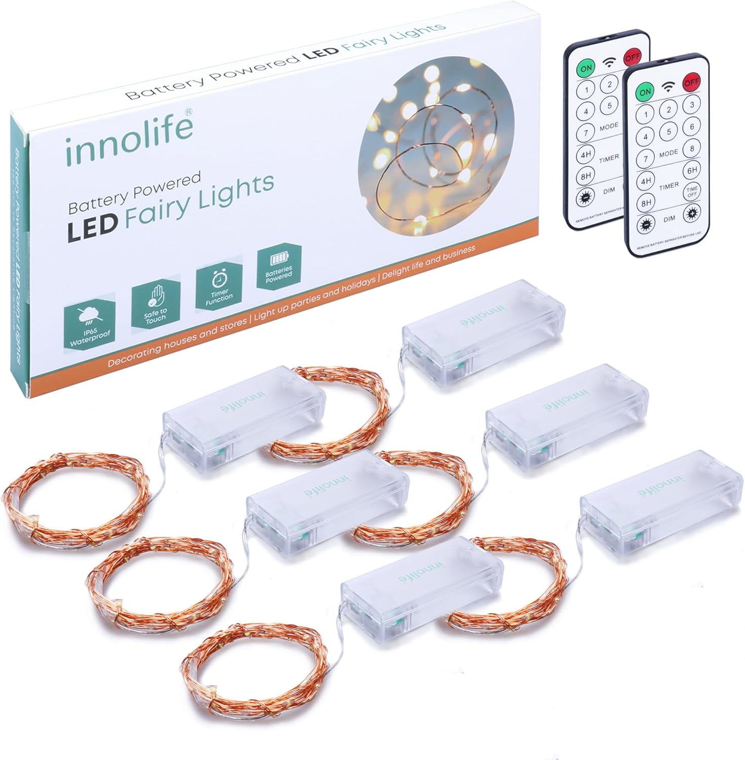 innolife Twinkle Lights 6 Pack – Baby Room and Playroom Decor with Warm White LEDs and 4H/6H/8H Timer