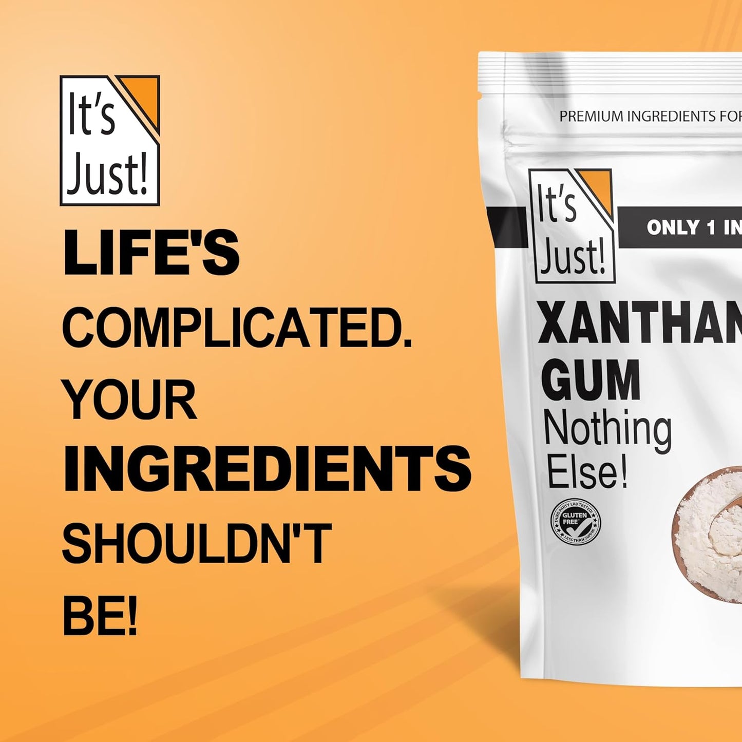It's Just - Xanthan Gum for Uncluttered Pantry Storage, Resealable 8oz Minimalist Pouch