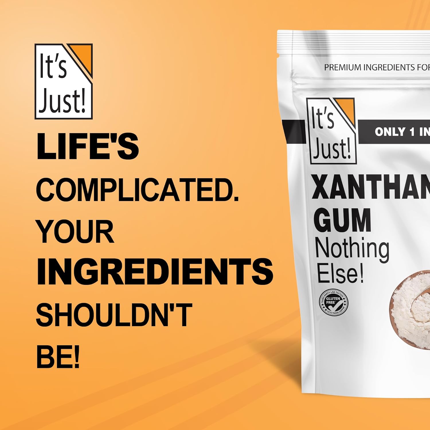 It's Just - Xanthan Gum for Uncluttered Pantry Storage, Resealable 8oz Minimalist Pouch
