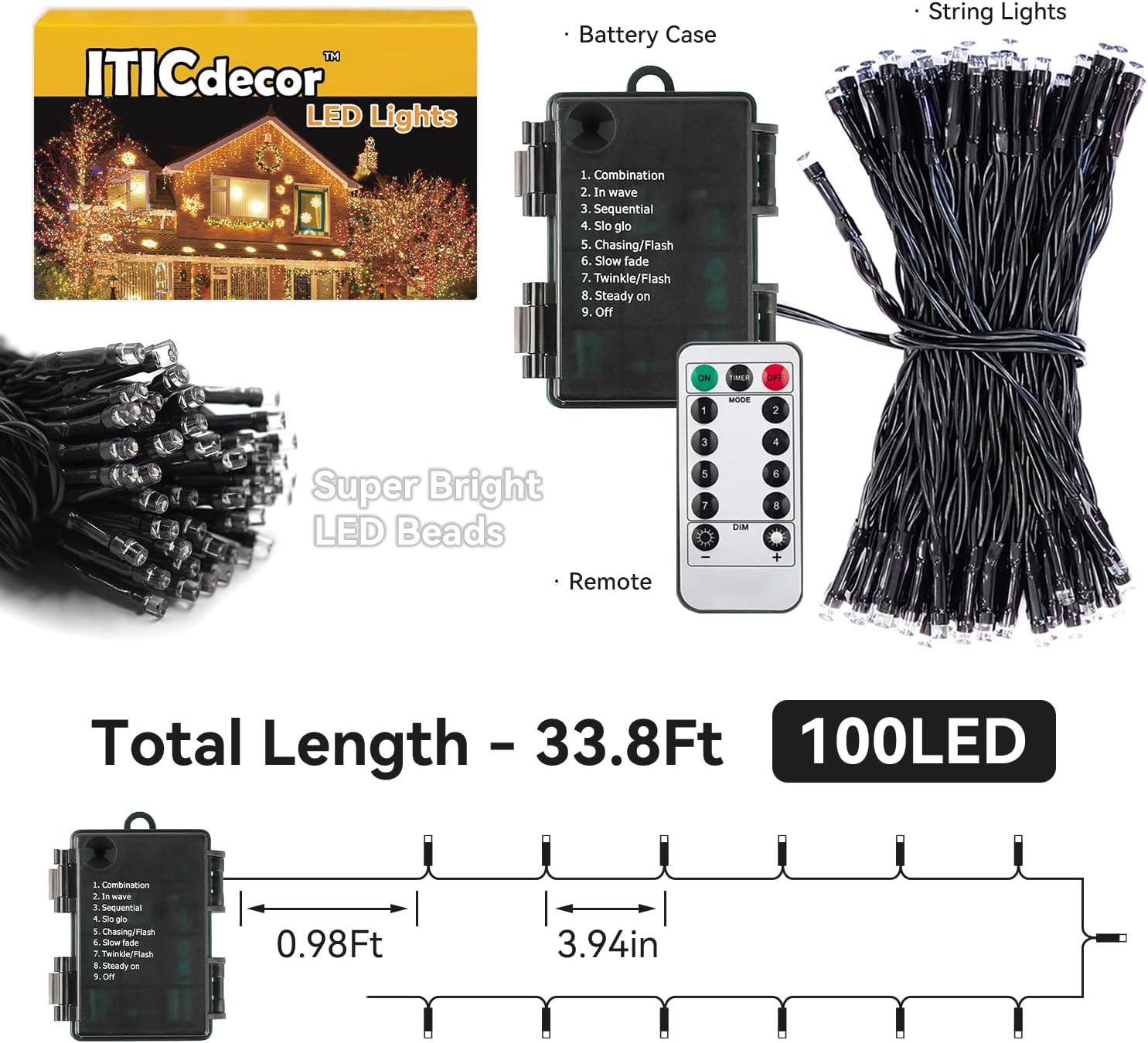 ITICdecor Battery String Lights – Portable Camping and Backyard Lighting, No Outlet Needed, 6hr Auto Shutoff