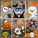 Decorative Halloween Window Clings - Static PVC Pumpkins Skeletons for Front Door Glass and Home Styling