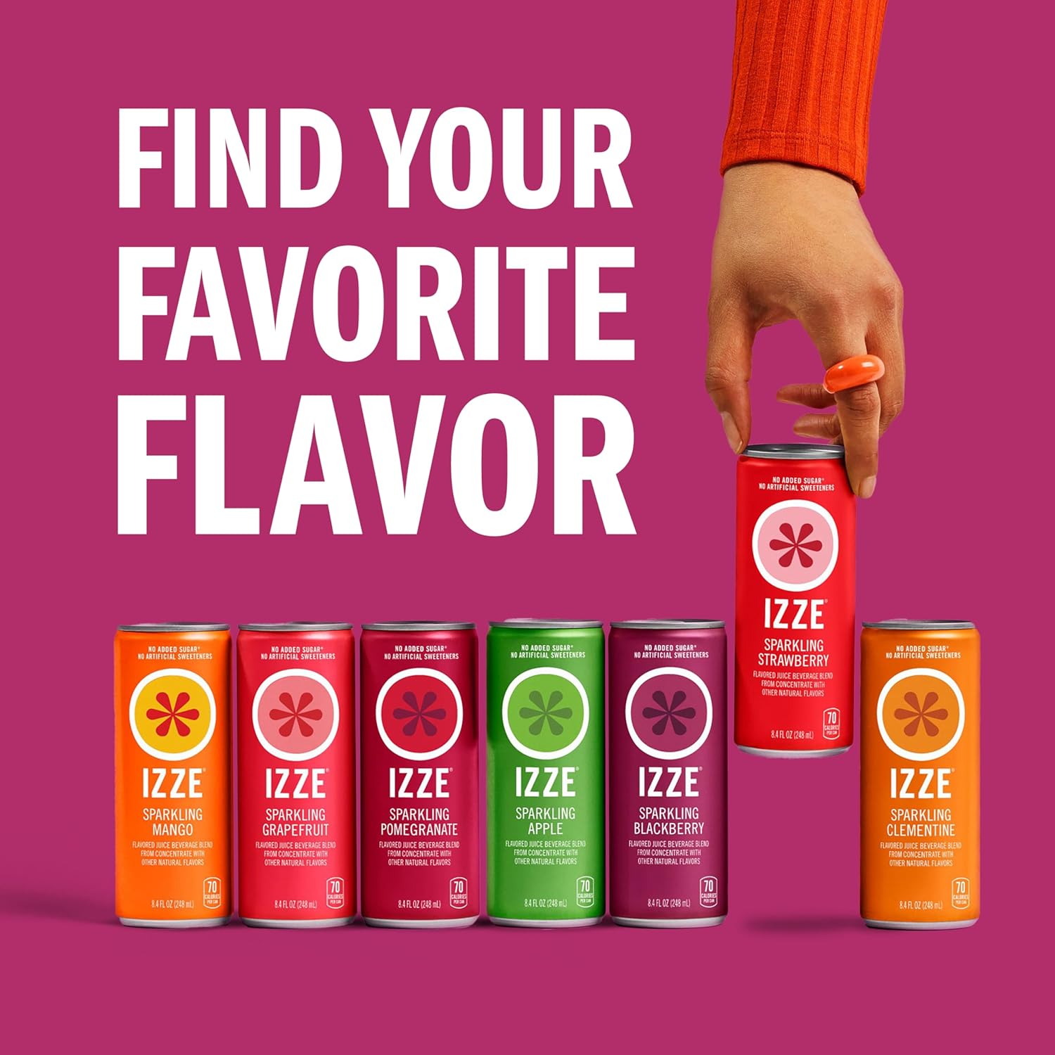 Izze Sparkling Juice – Office Breakroom Sparkling Beverage for Mid-Workday Refresh, 24 Cans Variety