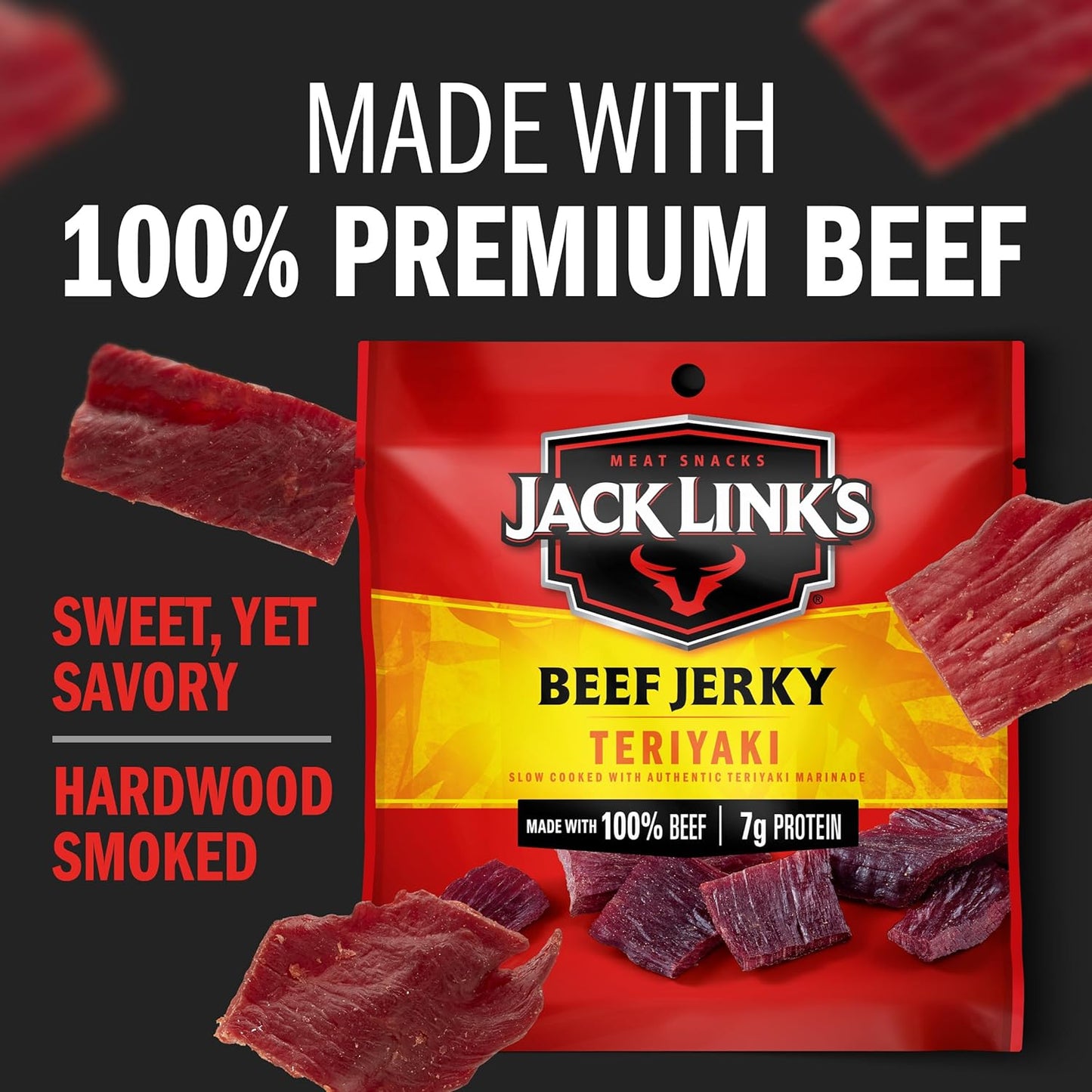 Jack Link's Beef Jerky Variety Pack - Original and Teriyaki - Emergency Kit and Disaster Preparedness Protein with 1-Year Shelf Life, 9 Pouches