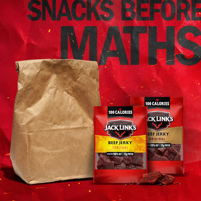 Jack Link's Beef Jerky Variety Pack - Original and Teriyaki - Hunger Holdover Snack for Back-to-Back Meetings and Travel Days, 9 Ready-to-Eat Pouches