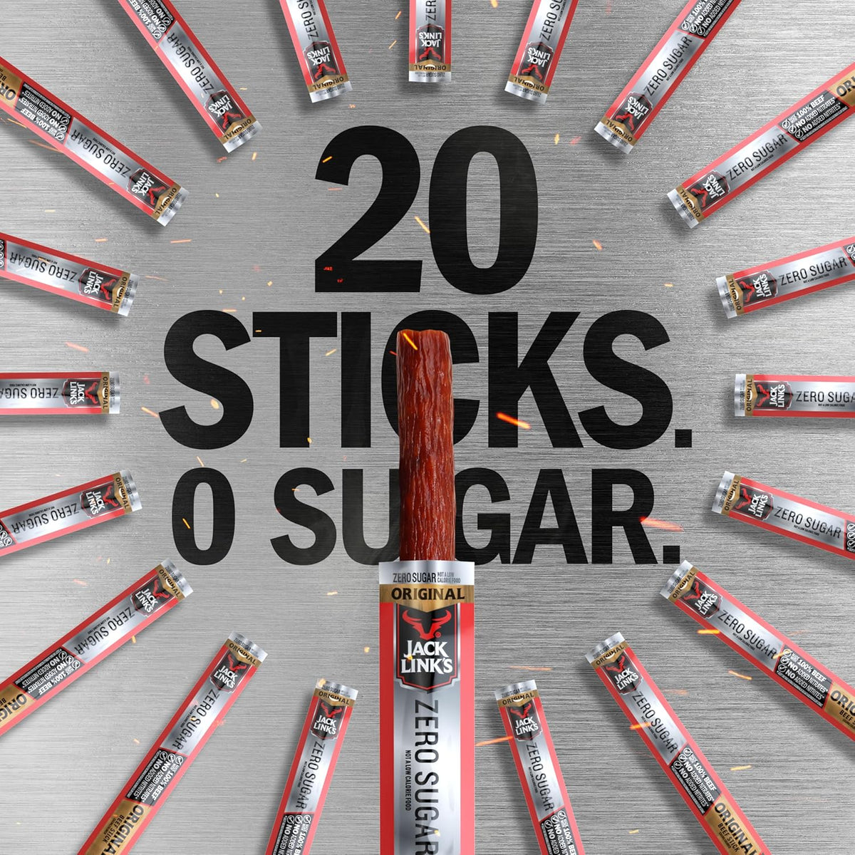 Jack Link's Original Zero Sugar Beef Sticks – Bulk Protein Sticks for Fishing Boat Lunch and Backcountry Adventure