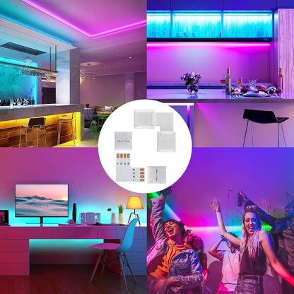 JACKYLED Low-Profile LED Strip Coupler Kit for Less-Is-More Bedroom Accent Lighting, 10mm 4-Pin RGB