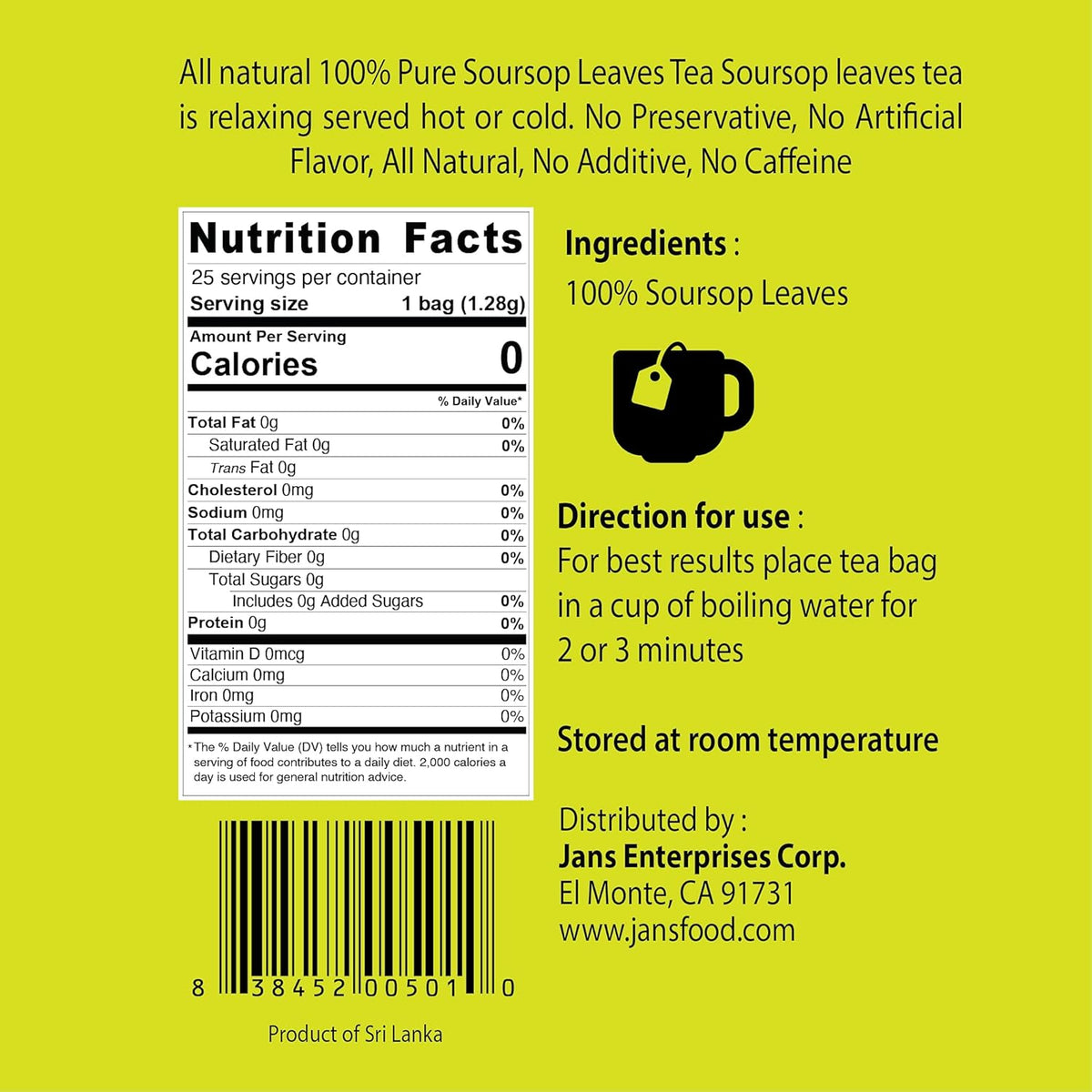 Jans Graviola Leaf Tea – Vitamin C Wellness Blend for a Calming Bath-Time Reset
