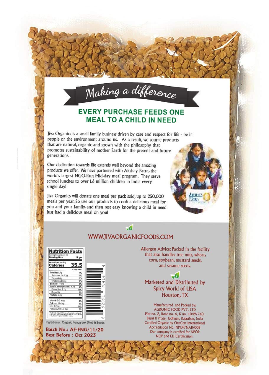 Jiva Organic Fenugreek Seeds 7 Ounce – Aromatic Indian Spice Seeds for Tempering, Herbal Tea Blends & Mindful Scent Rituals