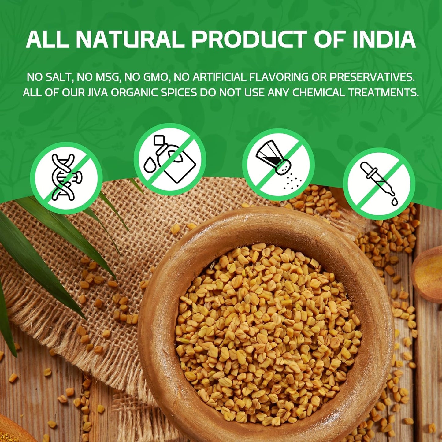 Jiva Organic Fenugreek Seeds 7 Ounce – Aromatic Indian Spice Seeds for Tempering, Herbal Tea Blends & Mindful Scent Rituals