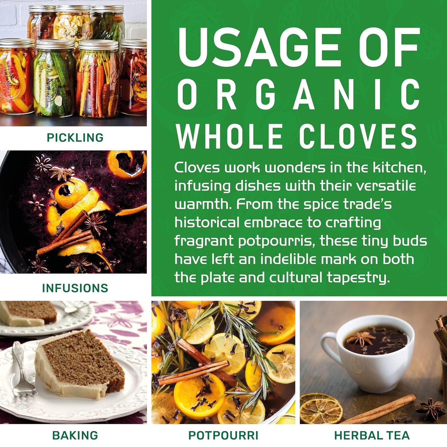 Jiva Organic Whole Cloves – Birthday Gift for Mom, Fragrant Cooking and Tea Spice, 3.5 oz