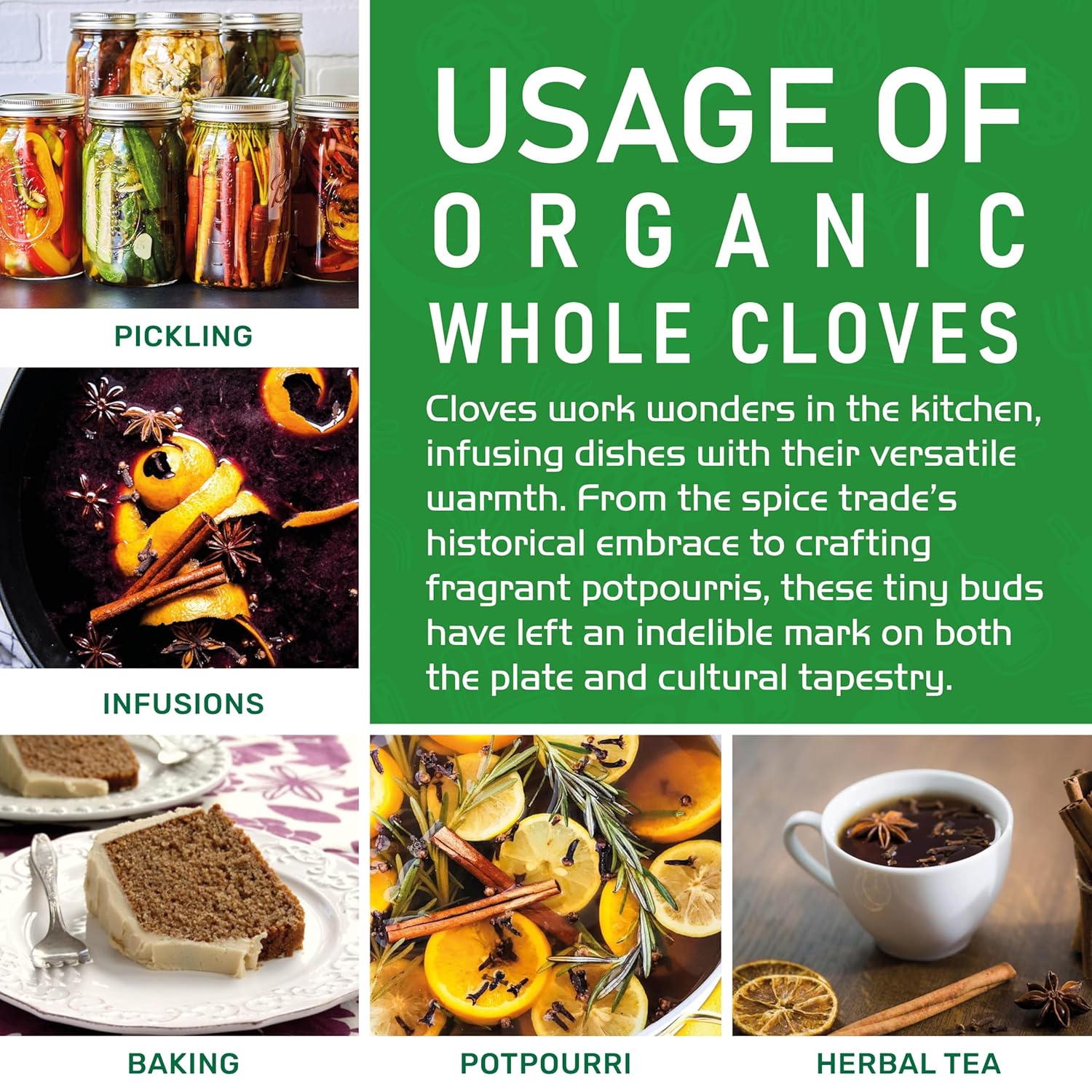 Jiva Organic Whole Cloves – Birthday Gift for Mom, Fragrant Cooking and Tea Spice, 3.5 oz