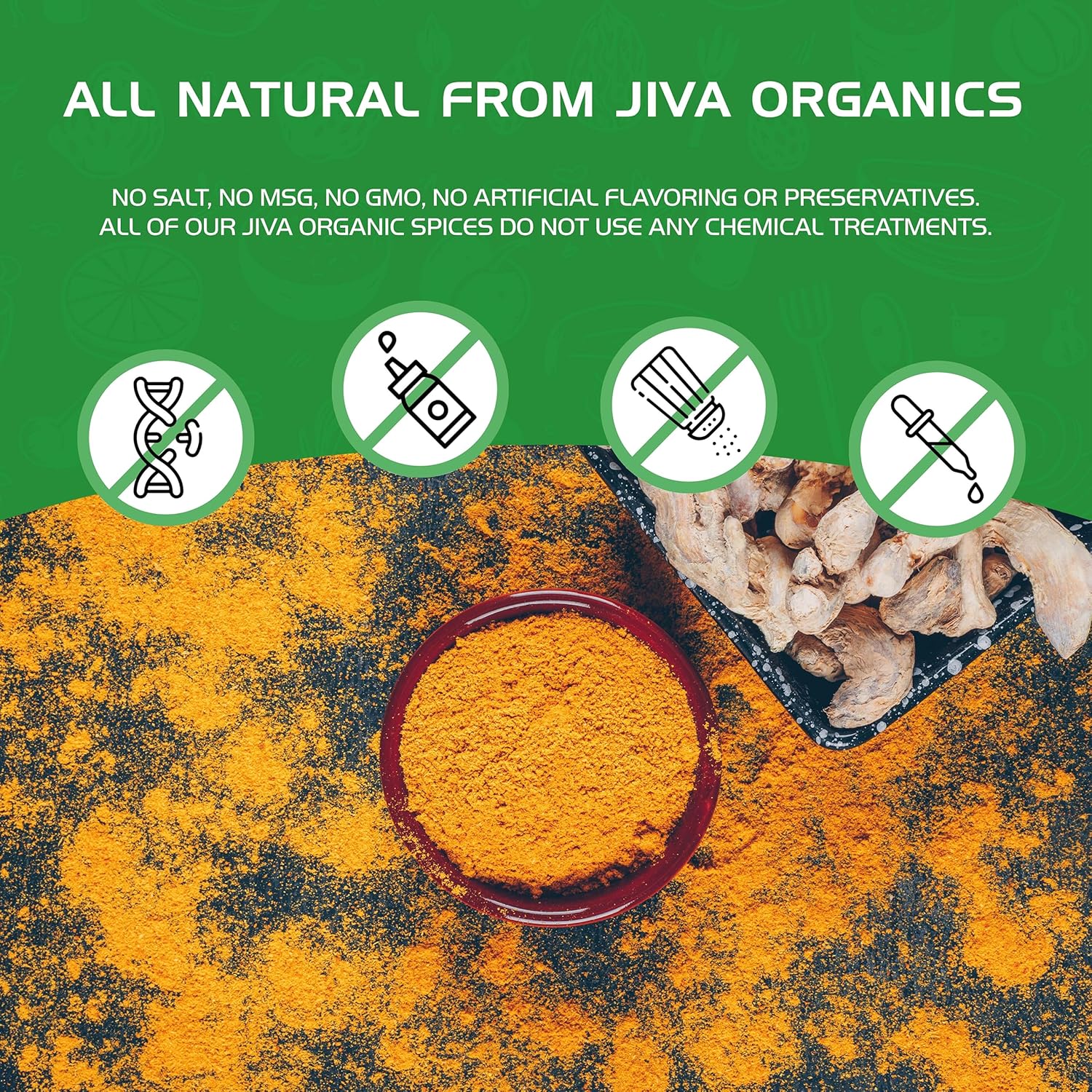 Jiva Organics Lab-Tested Turmeric Powder 1lb – Curcumin-Rich Addition to Meditation Corner Wellness Practices