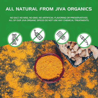 Jiva Organics Lab-Tested Turmeric Powder 1lb – Curcumin-Rich Addition to Meditation Corner Wellness Practices