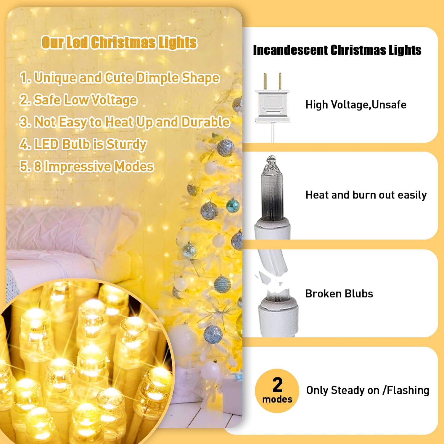 JMEXSUSS 8 Mode Fairy Lights – Flameless String Lights for Kids Bed Frame, Bunk Bed, and Children's Reading Corner